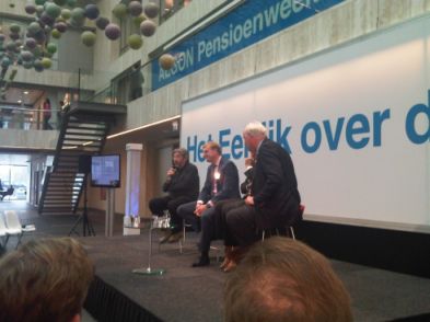 <a href='/aandeel/1-aegon'> Aegon </a> pensioendebat: Maarten van Rossum, Jeroen de Munnik, Jaap Smit en Sweder van Wijnbergen