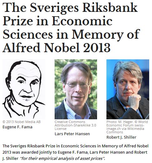 nobelprijswinaars Fama, Hansen en Shiller